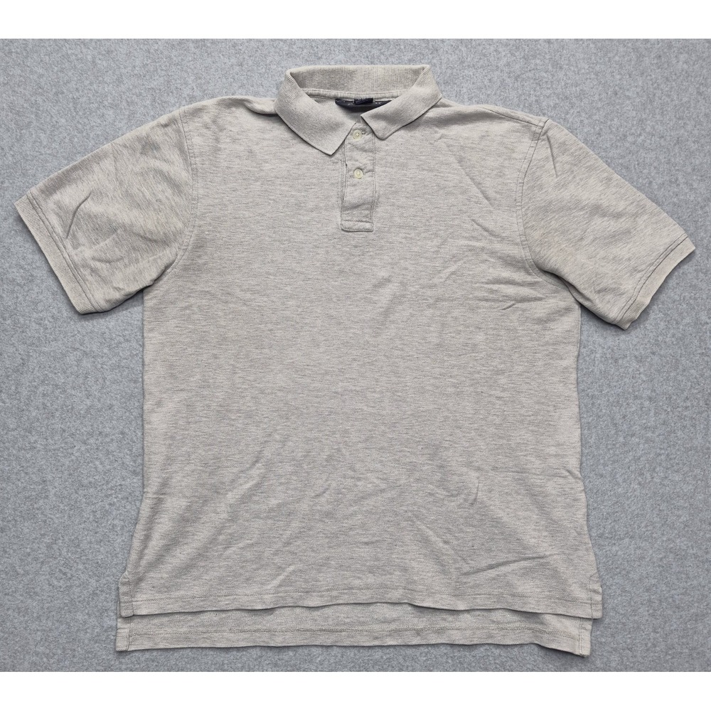 VTG Lands End Polo Shirt Mens M Gray 100% Cotton Made In USA Short Sleeve